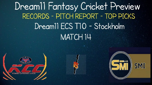 KCC vs SMI | Match 14, Dream11 ECS T10 Stockholm | Today Match Prediction and Players Records