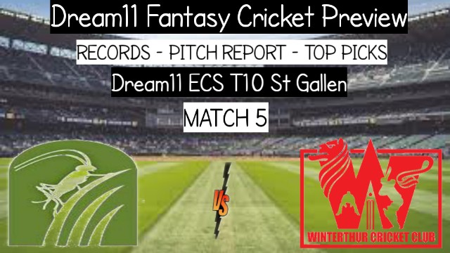 WICC vs ZUCC | Match 5, ECS T10 St Gallen | Dream11 Today Match Prediction and Players Records