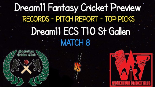 SGCC vs WICC | Match 8, ECS T10 St Gallen | Dream11 Today Match Prediction and Players Records