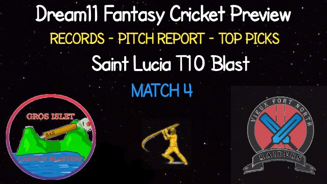 GICB vs VFNR | Match 4, Saint Lucia T10 Blast | Dream11 Today Match Prediction and Players Records