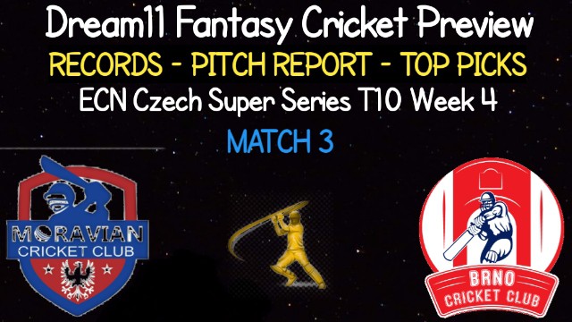 MCC vs BRD | Match 3, ECN Czech Super Series T10 | Dream11 Today Match Prediction and Players Records