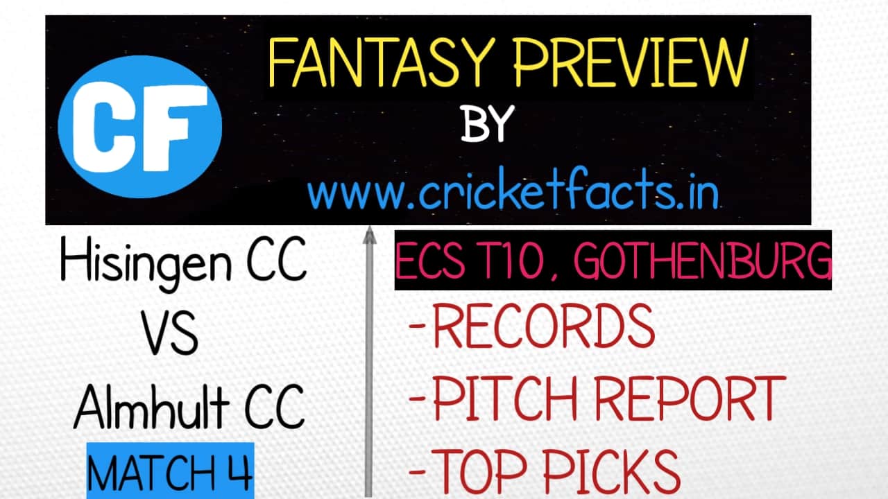 HSG vs ALM | Match 4,ECS T10 Gothenburg | Dream11 Today Match Prediction and Players Records