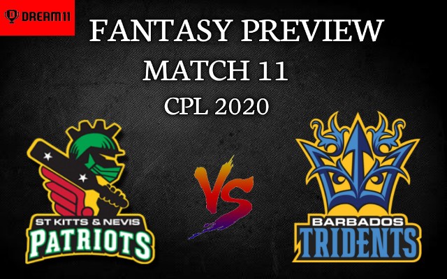 SKN vs BAR | Match 11, CPL T20 2020 | Dream11 Today Match Prediction and Players Records